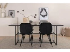 Leif Ensemble Table, Table Enfumé Verre Et 4 Emma Chaises Velours Gris,noir. -Deco.fr Soldes Boutique ensemble table et chaise 22203651