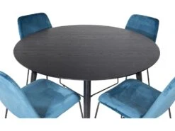 DippØ115BLBL Ensemble Table, Table Noir Et 4 Muce Chaises Velours Bleu. -Deco.fr Soldes Boutique ensemble table et chaise 22203911