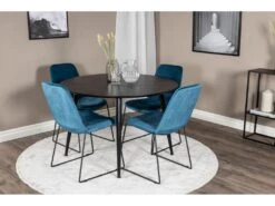 DippØ115BLBL Ensemble Table, Table Noir Et 4 Muce Chaises Velours Bleu. -Deco.fr Soldes Boutique ensemble table et chaise 22203913