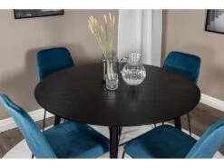 DippØ115BLBL Ensemble Table, Table Noir Et 4 Muce Chaises Velours Bleu. -Deco.fr Soldes Boutique ensemble table et chaise 22203917