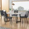 Ensemble Table Et 4 Chaises - Table Noire 117x68cm - Structure En Métal - Chaise En Lin Gris -Deco.fr Soldes Boutique ensemble table et chaise 22720755