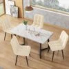 Ensemble Table Et 4 Chaises - Table Noire 117x68cm - Structure En Métal - Chaise En Velours Beige -Deco.fr Soldes Boutique ensemble table et chaise 22720815