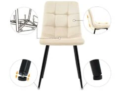 Ensemble Table Et 4 Chaises - Table Noire 117x68cm - Structure En Métal - Chaise En Velours Beige -Deco.fr Soldes Boutique ensemble table et chaise 22720821