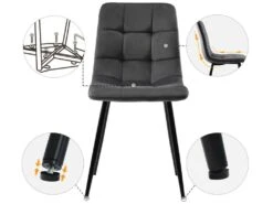 Ensemble Table Et 4 Chaises - Table Dorée 117x68cm - Structure En Métal - Chaise En Velours Gris -Deco.fr Soldes Boutique ensemble table et chaise 22720831