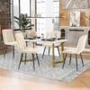 Ensemble Table Et 4 Chaises - Table Dorée 117x68cm - Structure En Métal - Chaise En Velours Beige -Deco.fr Soldes Boutique ensemble table et chaise 22720845