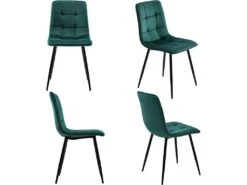 Ensemble Table Et 4 Chaises - Table Noire 120x70cm - Structure En Métal - Chaise En Velours Vert -Deco.fr Soldes Boutique ensemble table et chaise 22720933