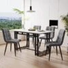 Ensemble Table Et 4 Chaises - Table Noire 120x70cm - Structure En Métal - Chaise En Lin Gris -Deco.fr Soldes Boutique ensemble table et chaise 22720935