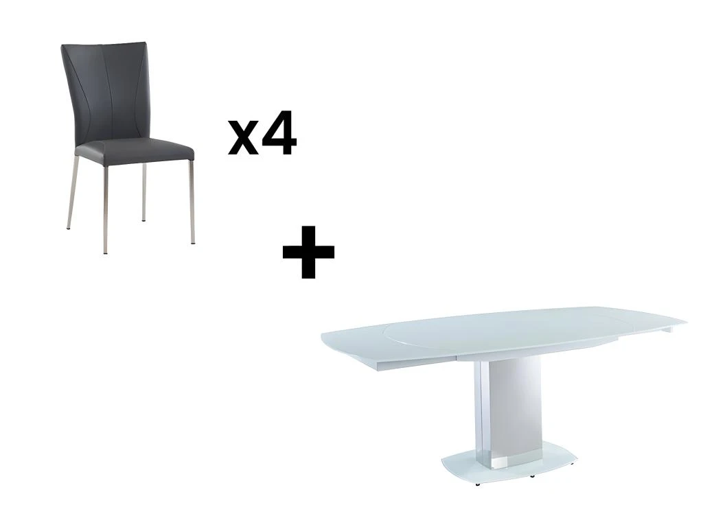 Ensemble Table + 4 Chaises TALICIA - Blanc Et Anthracite 2 Ensemble Table + 4 Chaises TALICIA - Blanc Et Anthracite – Image 2