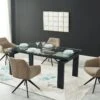 Ensemble Table LUBANA + 4 Chaise MUSE - Noir Et Beige -Deco.fr Soldes Boutique ensemble table et chaise 505063