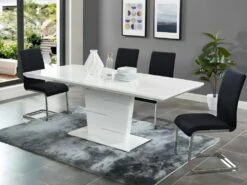 Ensemble Table AMELLE + 4 Chaises LIRICA - Blanc Et Noir