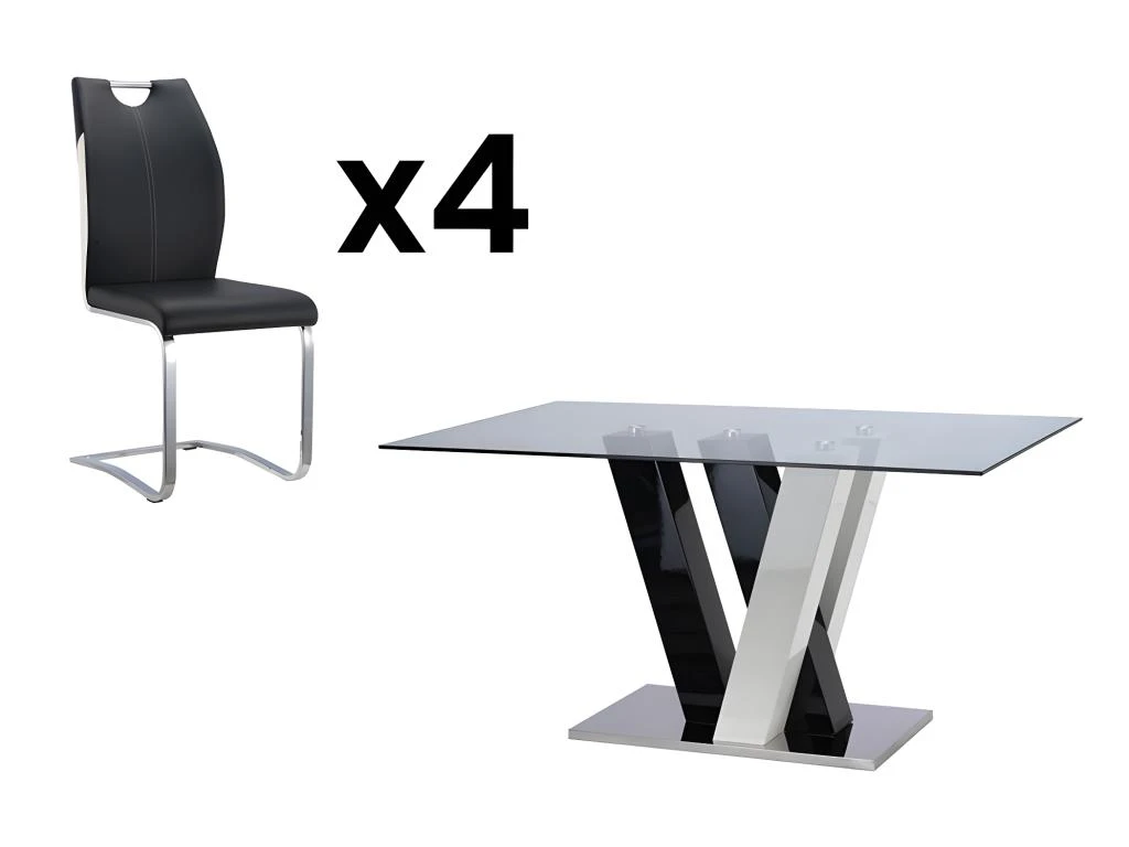 Ensemble Table + 4 Chaises - Coloris : Noir Et Blanc - WINCH 7 Ensemble Table + 4 Chaises - Coloris : Noir Et Blanc - WINCH – Image 7