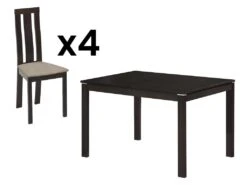 Ensemble Table + 4 Chaises - Hêtre Massif - Wengé - DOMINGO -Deco.fr Soldes Boutique ensemble table et chaise 569643