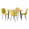 HANOI - Ensemble Table Rectangle 120 Effet Bois + 4 Chaises Jaunes -Deco.fr Soldes Boutique ensemble table et chaise 9306319