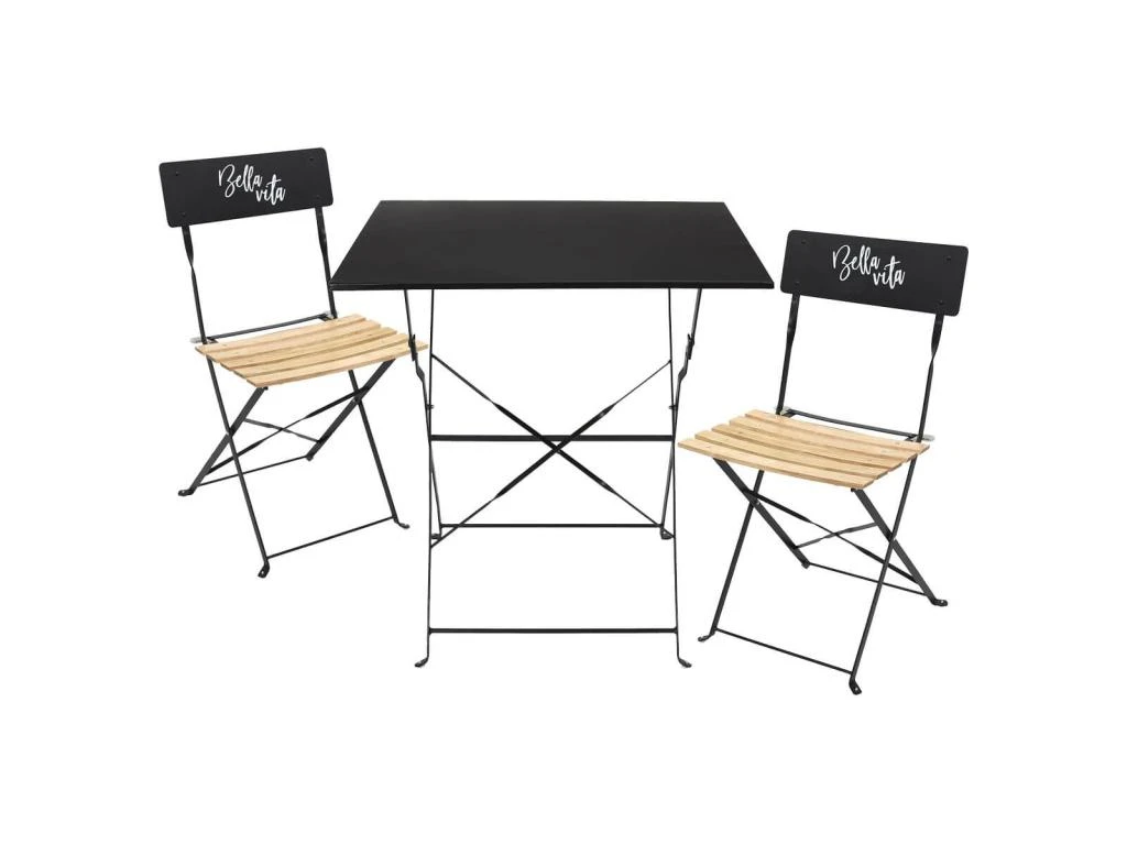MALAM - Ensemble Table Repas Carrée Pliante + 2 Chaises Pliantes Noires 1 MALAM - Ensemble Table Repas Carrée Pliante + 2 Chaises Pliantes Noires