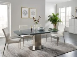 Ensemble Table + 4 Chaises TALICIA - Gris Et Blanc 13 Ensemble Table + 4 Chaises TALICIA - Gris Et Blanc -Deco.fr Soldes Boutique ensemble tables chaises 301277