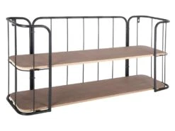 Étagère Murale En Bois Et Acier Noir 75 X 36 Cm