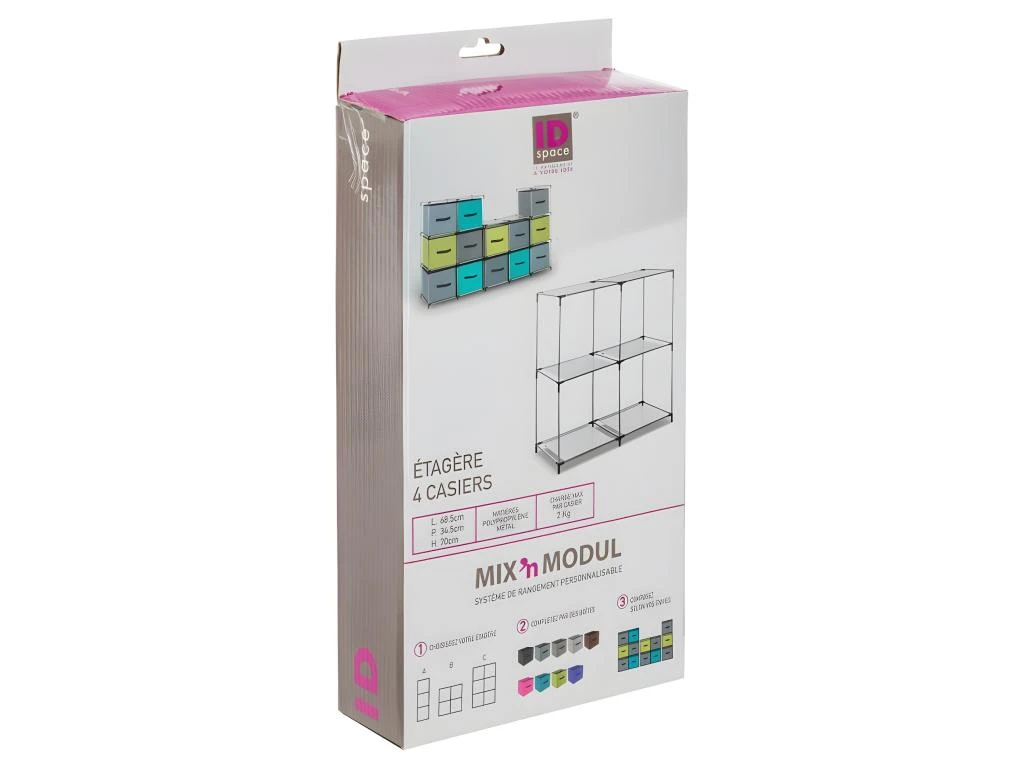 Étagère 4 Casiers "Mix N Modul" 68cm Noir 3 Étagère 4 Casiers "Mix N Modul" 68cm Noir – Image 3