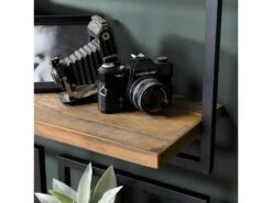 ALIDA - Étagère Murale 'L' 1 Plateau Teck Recyclé Marron Structure Métal Noir -Deco.fr Soldes Boutique etagere 14652751