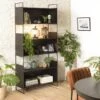 DALY - Étagère 5 Niches 5 Niveaux Noire Piètement Métal -Deco.fr Soldes Boutique etagere 14652793
