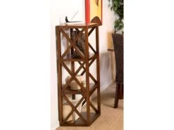 EDEN - Étagère Marron 3 Cases 40 Cm Croisillons Bois Mindi