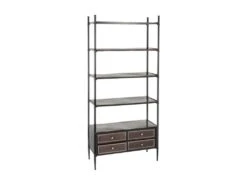 Etagère 4 Niches 4 Tiroirs Noir/Métal - AZZARI