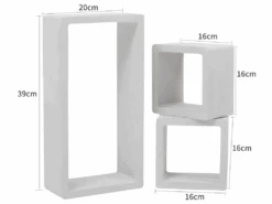 Lot Etagere Biblioteque 2 Carre 1 Rectangle Bois Blanc 24x41x9 -Deco.fr Soldes Boutique etagere 18365557