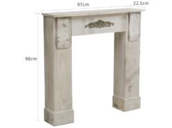 Manteau Cheminée Décorative Bois Gris Retro 98,5x96,5x22,5 -Deco.fr Soldes Boutique etagere 18400745