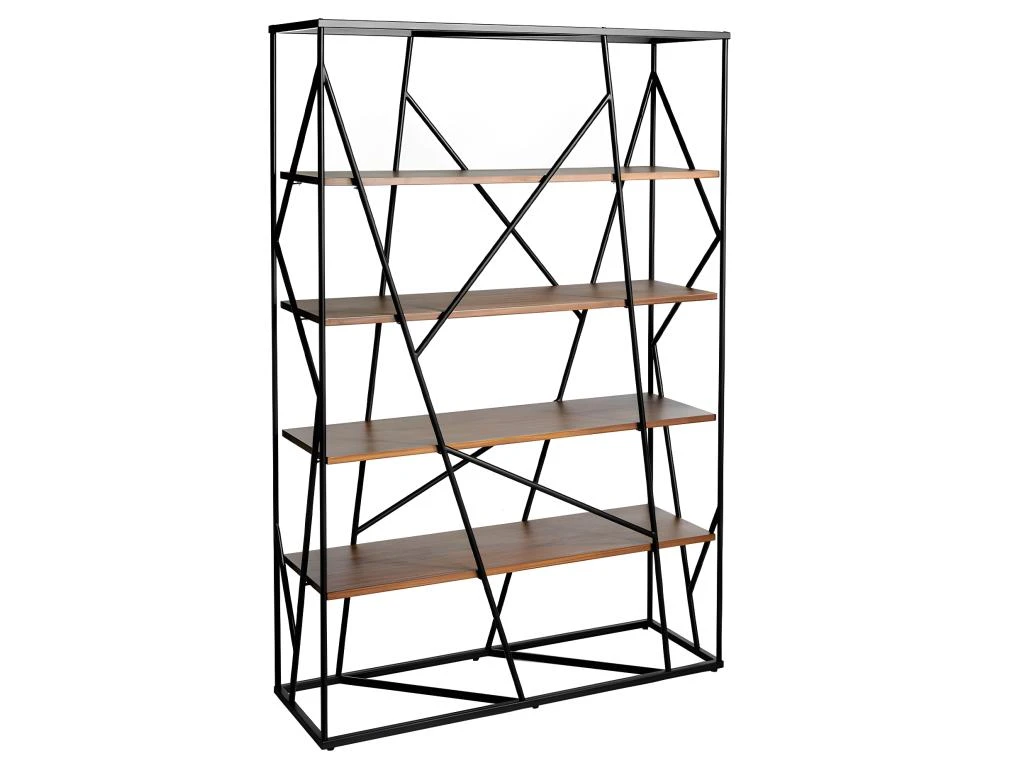 Étagère En Acier Noir Et Bois De Noyer 3103 ANGEL CERDA 1 Étagère En Acier Noir Et Bois De Noyer 3103 ANGEL CERDA