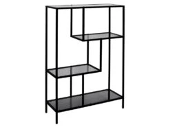 ENDIS - Etagère 4 Niveaux Verre Fumé Et Métal Blanc