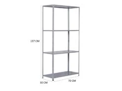 Étagère De Rangement à 4 Niveaux Catter House Nils Solid 137 70x30x137 Cm Charge Lourde 200 Kg Cadre En Acier Galvanisé -Deco.fr Soldes Boutique etagere 19434119