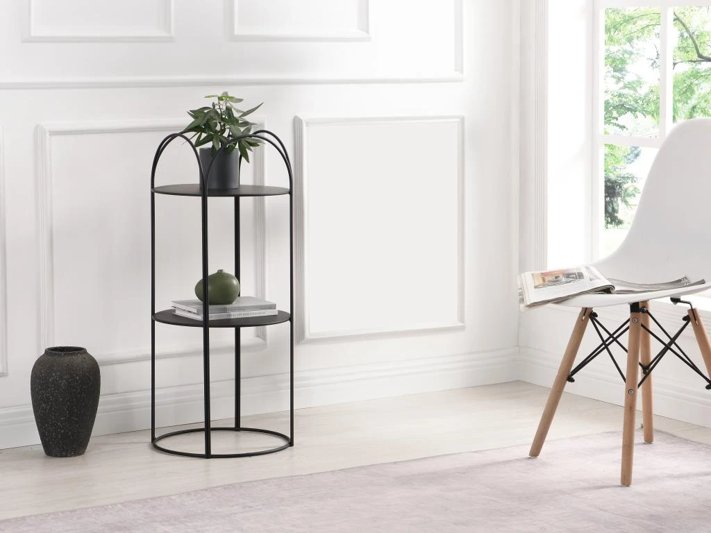 Etagère - 2 Tablettes - Métal - Noir - GRAZIELA 1 Etagère - 2 Tablettes - Métal - Noir - GRAZIELA