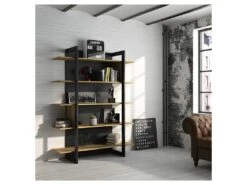 Bibliothèque Ouverte 5 étagères Bois/Noir - THEAU