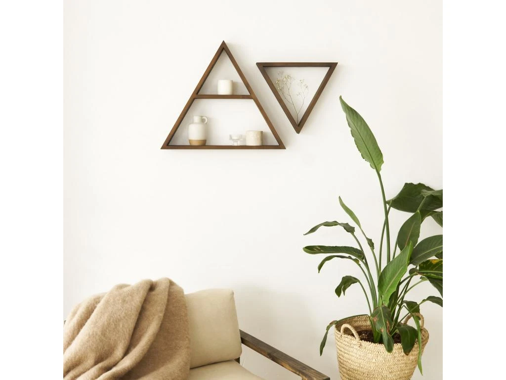 Etagère Triangulaire En Bois D'épicéa De Couleur Marron 40 Cm 3 Etagère Triangulaire En Bois D'épicéa De Couleur Marron 40 Cm – Image 3