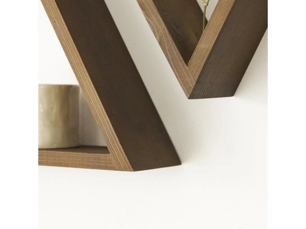 Etagère Triangulaire En Bois D'épicéa De Couleur Marron 40 Cm 4 Etagère Triangulaire En Bois D'épicéa De Couleur Marron 40 Cm – Image 4