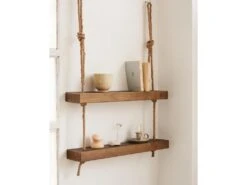 Etagère Suspendue En Bois Couleur Marron 2 étages 70 Cm -Deco.fr Soldes Boutique etagere 22183033