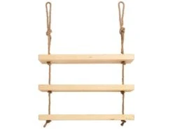 Etagère Suspendue En Bois De Couleur Beige à 2 étages 70 Cm