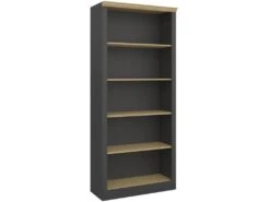 Noah Étagère 4 Tablettes De Rangement, Noir Laqué, Teinté.