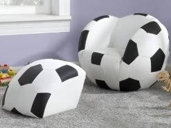 Fauteuil Et Pouf Pour Enfant En Simili FOOTY - Noir Et Blanc