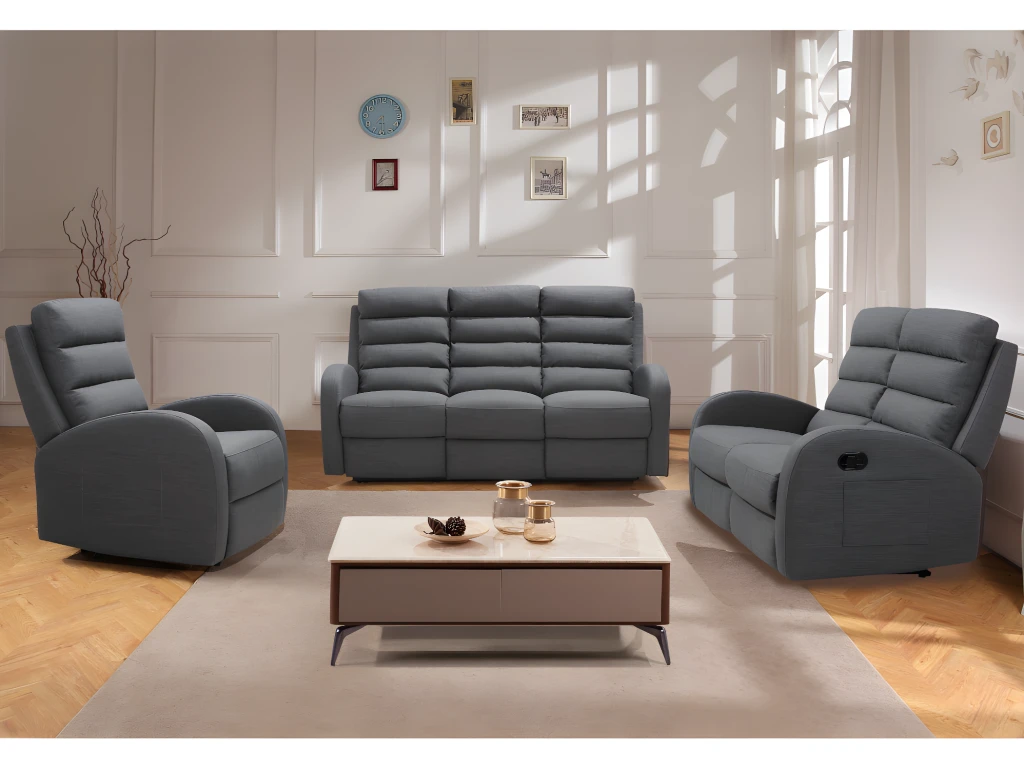 Fauteuil Relax En Tissu GIORGIA - Gris 1 Fauteuil Relax En Tissu GIORGIA - Gris