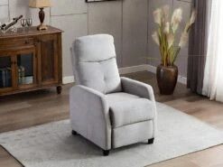 Fauteuil Relax En Tissu FEREOLE - Gris Clair -Deco.fr Soldes Boutique fauteuil relax 417959