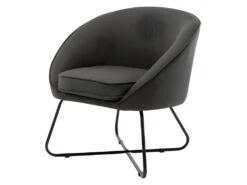 JONAS - Fauteuil Design Tissu Gris Anthracite Pieds Métal Noir