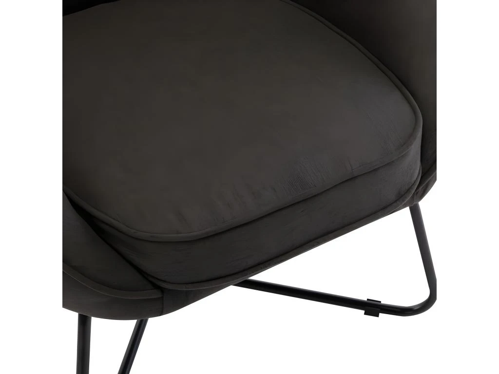 JONAS - Fauteuil Design Tissu Gris Anthracite Pieds Métal Noir 4 JONAS - Fauteuil Design Tissu Gris Anthracite Pieds Métal Noir – Image 4