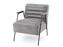 Fauteuil Hutch En Simili Cuir Gris