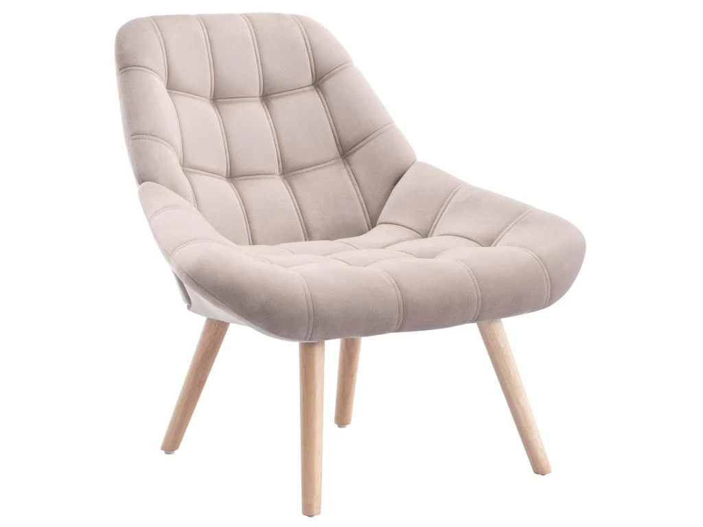 Fauteuil En Velours Beige LUOSTO 3 Fauteuil En Velours Beige LUOSTO – Image 3