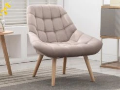 Fauteuil En Velours Beige LUOSTO