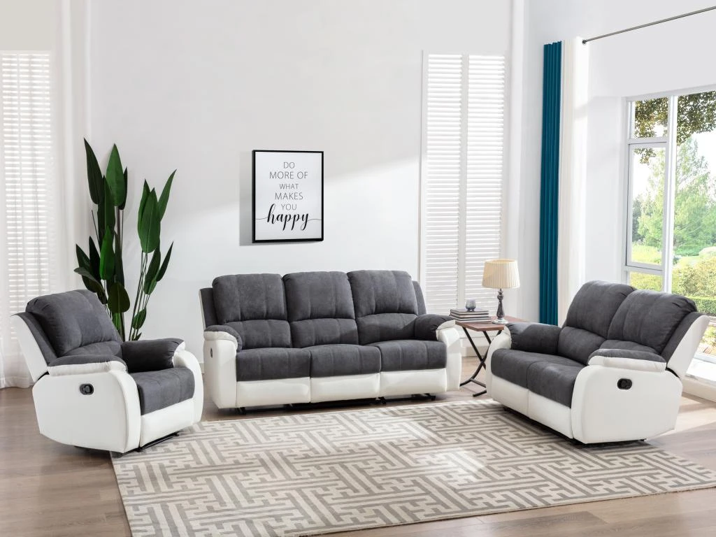 Fauteuil Relax En Microfibre Et Simili Gris Et Blanc BRODY 7 Fauteuil Relax En Microfibre Et Simili Gris Et Blanc BRODY – Image 7
