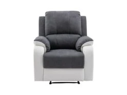 Fauteuil Relax En Microfibre Et Simili Gris Et Blanc BRODY 12 Fauteuil Relax En Microfibre Et Simili Gris Et Blanc BRODY -Deco.fr Soldes Boutique fauteuil 10678703