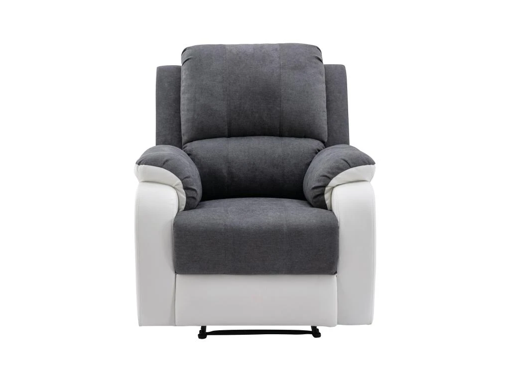 Fauteuil Relax En Microfibre Et Simili Gris Et Blanc BRODY 6 Fauteuil Relax En Microfibre Et Simili Gris Et Blanc BRODY – Image 6
