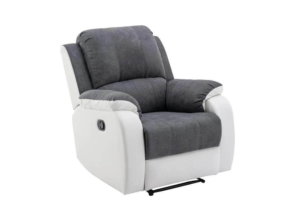 Fauteuil Relax En Microfibre Et Simili Gris Et Blanc BRODY 2 Fauteuil Relax En Microfibre Et Simili Gris Et Blanc BRODY – Image 2