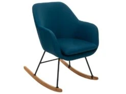 Fauteuil à Bascule Rocking-chair En Tissu Bleu Canard -Deco.fr Soldes Boutique fauteuil 10757419